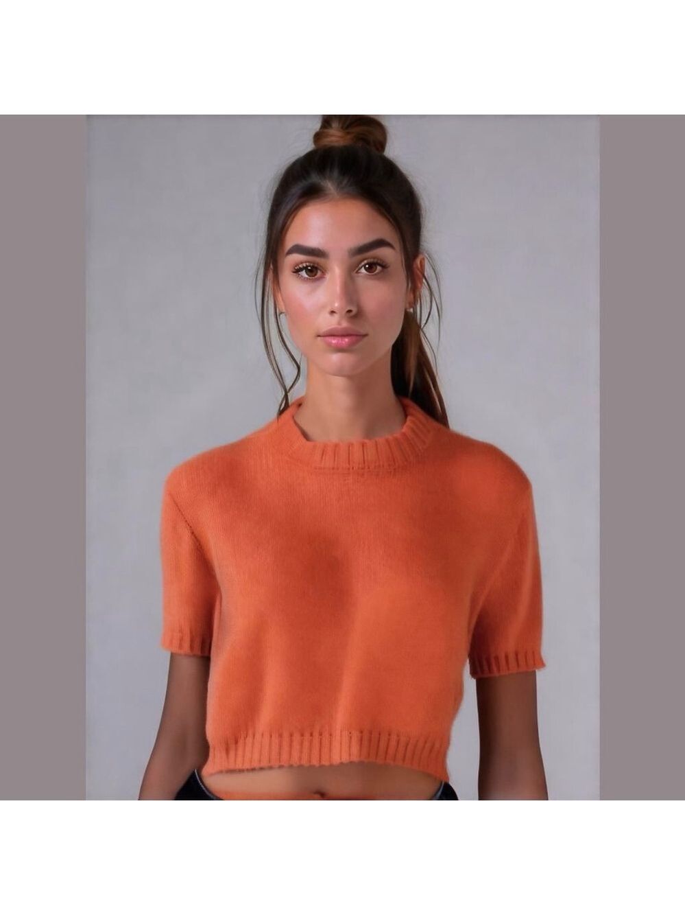 Little Mountain Burnt Orange Loose Knit Short Sleeve Blend Sweater Size S